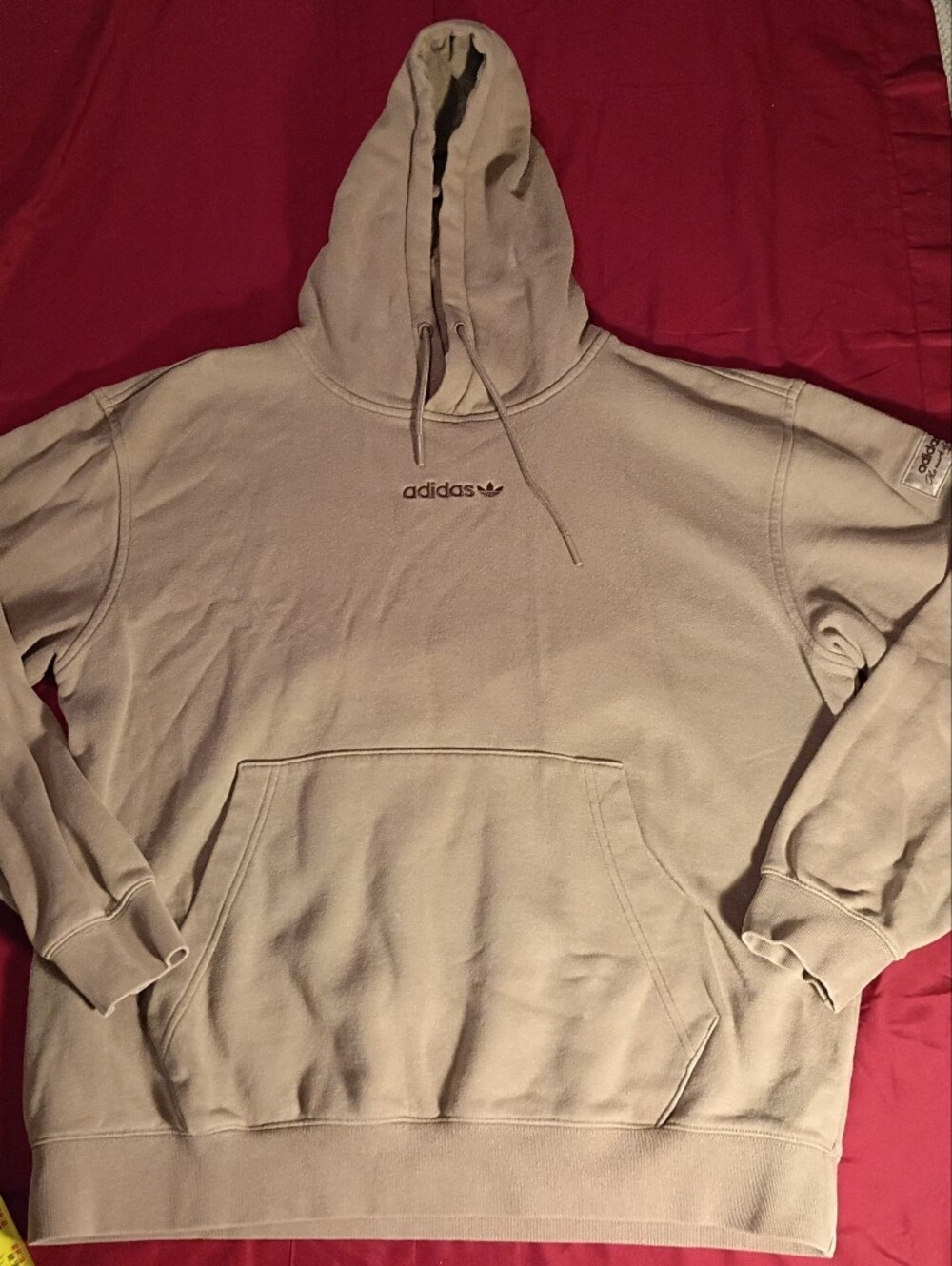 adidas Beige Hooded Pullover Sweatshirt